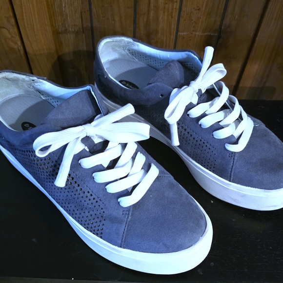 Steal Blue Dr Scholl's Sneakers with White Laces - Picture 3 of 6
